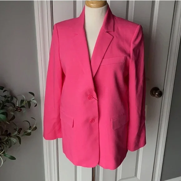 NWT GORGEOUS ZARA STRAIGHT BLAZER WITH POCKETS Fuchsia size S Blogger Favorite - Picture 9 of 16